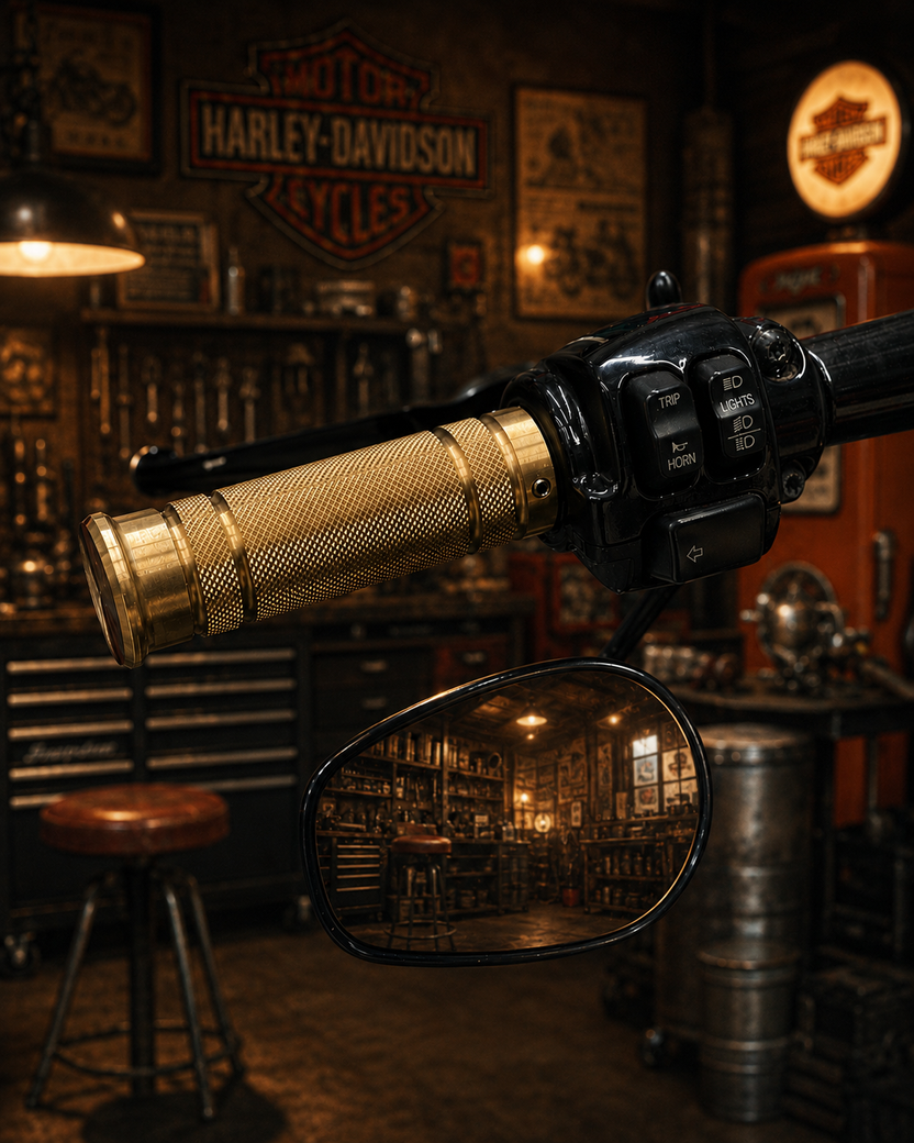 Hernandes Cartel knurled brass Harley grips